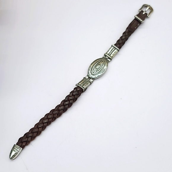 Brighton Vintage 1994 "Braided Conch" Brown Braid Leather w Sunrise Etched Face! - Picture 3 of 14